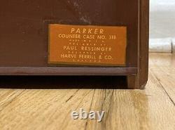 Vintage Parker Pen Wood & Glass No. 318 Display Case By Ressinger, Ferrill & Co