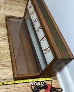 Vintage Parker Pen Wood & Glass No. 318 Display Case By Ressinger, Ferrill & Co