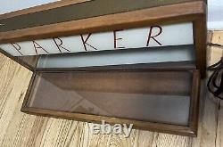 Vintage Parker Pen Wood & Glass No. 318 Display Case By Ressinger, Ferrill & Co