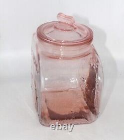 Vintage Pink Depresssion Glass Planter's Pennant Peanuts Jar Store Display Lid
