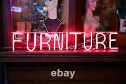 Vintage Pink Neon Sign Furniture Store Display Apothecary Counter Cabinet old