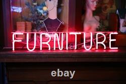 Vintage Pink Neon Sign Furniture Store Display Apothecary Counter Cabinet old