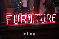 Vintage Pink Neon Sign Furniture Store Display Apothecary Counter Cabinet old