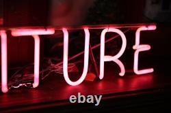 Vintage Pink Neon Sign Furniture Store Display Apothecary Counter Cabinet old