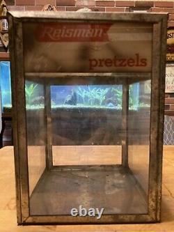 Vintage, REISMAN PRETZELS, Tin and Glass Store Counter-Top Showcase Display