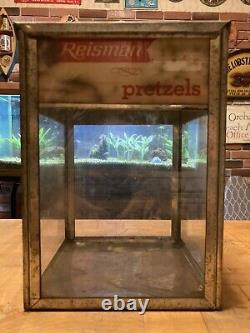 Vintage, REISMAN PRETZELS, Tin and Glass Store Counter-Top Showcase Display