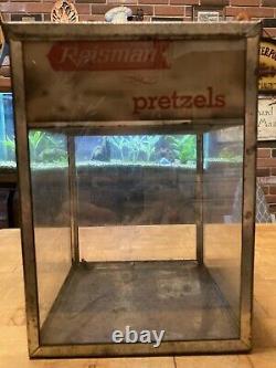 Vintage, REISMAN PRETZELS, Tin and Glass Store Counter-Top Showcase Display