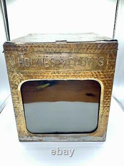 Vintage Rare HOLMES AND COUTTS Biscuit Store Display Tin Box Glass Window