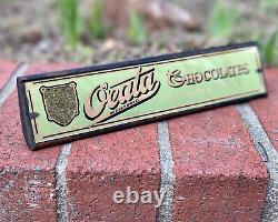 Vintage Reverse Painted Glass Sign Oeata Chocolate Winnipeg Canada Store Display