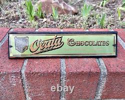 Vintage Reverse Painted Glass Sign Oeata Chocolate Winnipeg Canada Store Display