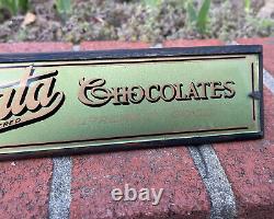 Vintage Reverse Painted Glass Sign Oeata Chocolate Winnipeg Canada Store Display