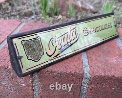 Vintage Reverse Painted Glass Sign Oeata Chocolate Winnipeg Canada Store Display