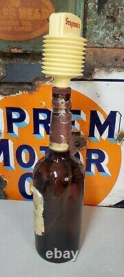 Vintage Seagram's 7 Store Display Glass Bottle 28 Tall Man Cave Bar with Topper