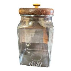 Vintage Secret Recipes Glass Jar With Wood Lid, General Store Counter Display