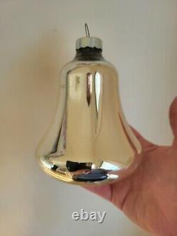 Vintage Shiny Brite Mercury Glass Bell Large 5.5 Store Display Silver Jumbo