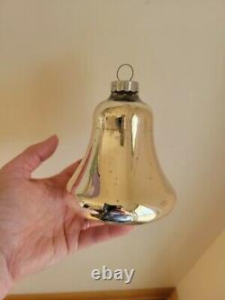 Vintage Shiny Brite Mercury Glass Bell Large 5.5 Store Display Silver Jumbo