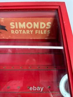 Vintage Simonds Rotary Files Glass Advertising Display Case Fitchburg, Mass
