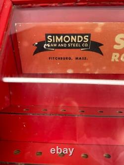 Vintage Simonds Rotary Files Glass Advertising Display Case Fitchburg, Mass