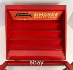 Vintage Simonds Rotary Files Glass Advertising Display Case Fitchburg, Mass