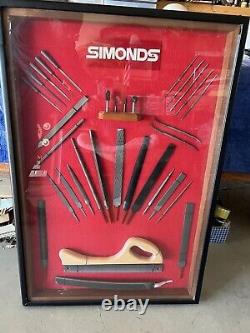 Vintage Simonds Tools Dealer Store Display Sign Files Framed under Glass