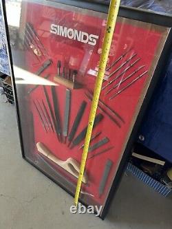 Vintage Simonds Tools Dealer Store Display Sign Files Framed under Glass