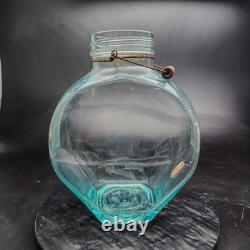 Vintage Societe Candy Jar Blue Glass Ribbed Slant Apothecary Store Display