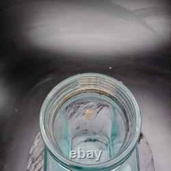 Vintage Societe Candy Jar Blue Glass Ribbed Slant Apothecary Store Display