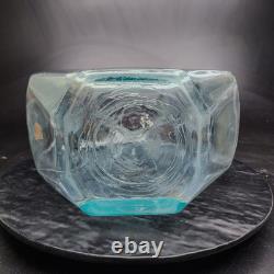 Vintage Societe Candy Jar Blue Glass Ribbed Slant Apothecary Store Display