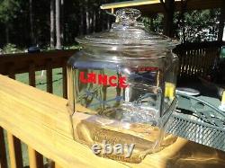 Vintage Squatty Lance Cracker Advertising Store Display Jar Original Glass Lid