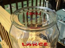 Vintage Squatty Lance Cracker Advertising Store Display Jar Original Glass Lid
