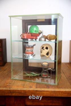Vintage Store Counter Glass wood Display Case Antique Apothecary Cabinet shelf