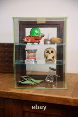 Vintage Store Counter Glass wood Display Case Antique Apothecary Cabinet shelf