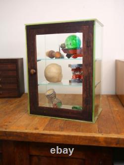 Vintage Store Counter Glass wood Display Case Antique Apothecary Cabinet shelf