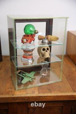 Vintage Store Counter Glass wood Display Case Antique Apothecary Cabinet shelf