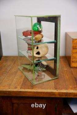 Vintage Store Counter Glass wood Display Case Antique Apothecary Cabinet shelf