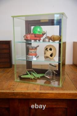 Vintage Store Counter Glass wood Display Case Antique Apothecary Cabinet shelf