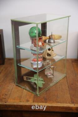 Vintage Store Counter Glass wood Display Case Antique Apothecary Cabinet shelf