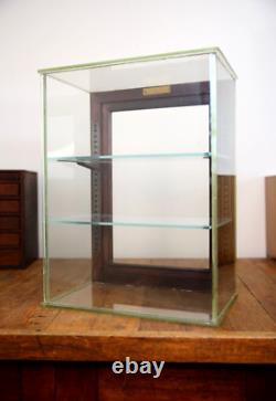 Vintage Store Counter Glass wood Display Case Antique Apothecary Cabinet shelf