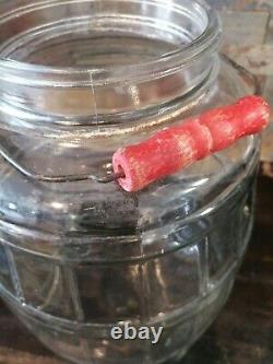 Vintage Store Display Glass Jar-wood Handle 13 Height