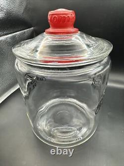 Vintage TOM'S Toasted Peanuts Store Display Jar with Glass Lid (Black Lettering)