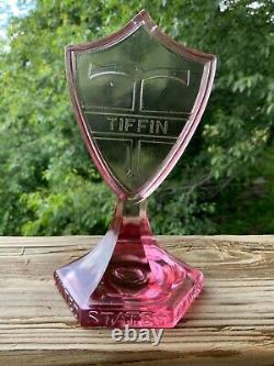 Vintage Tiffin United States Glass Co. Store Shelf Display Sign Pink Glass