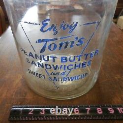 Vintage Tom's Peanut Butter Sandwiches Glass Store Jar With Lid -chipped lip