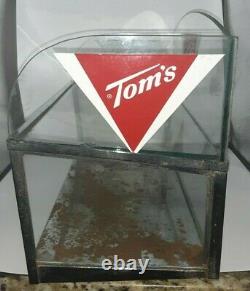 Vintage Tom's Peanuts Glass Counter Top Store Display Rack Shelf