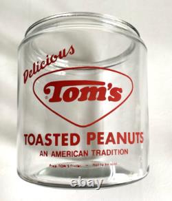 Vintage Tom's Toasted Peanuts Glass Store Counter Display Jar
