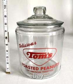 Vintage Tom's Toasted Peanuts Glass Store Counter Display Jar