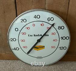 Vintage Use Kodak Film Thermometer 1960's Advertising Sign Glass Face 18 Diam