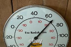 Vintage Use Kodak Film Thermometer 1960's Advertising Sign Glass Face 18 Diam