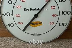 Vintage Use Kodak Film Thermometer 1960's Advertising Sign Glass Face 18 Diam