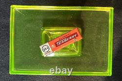 Vintage Vaseline Glass CLARKS TEABERRY GUM Pedestal Display Stand + Gum GLOWS