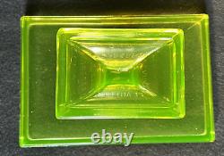 Vintage Vaseline Glass CLARKS TEABERRY GUM Pedestal Display Stand + Gum GLOWS